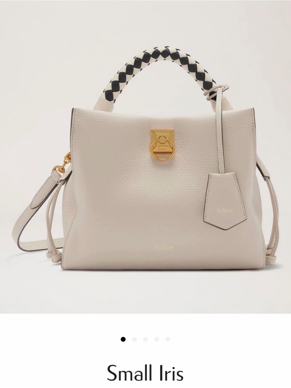 Beautiful Mulberry Small Iris Satchel in Soft Cream with Tan -Trim Handle